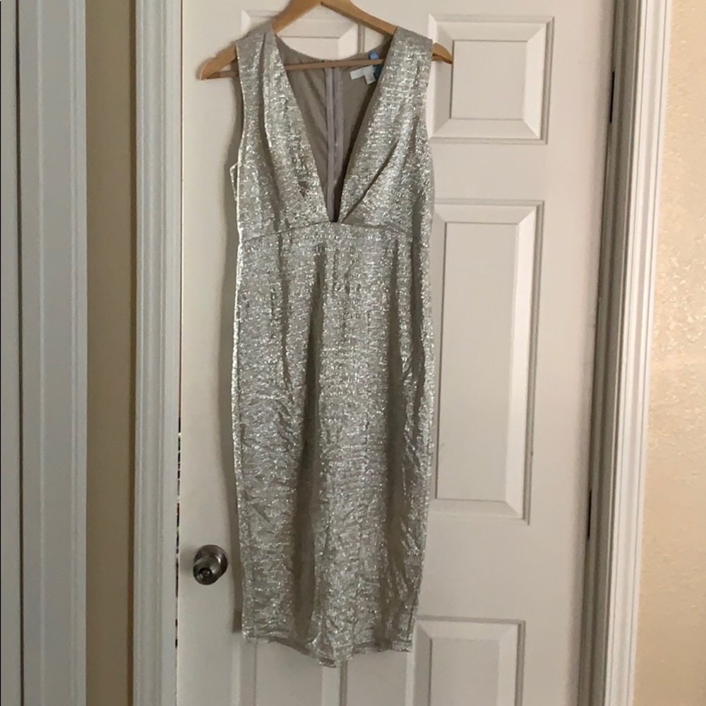 Silver cocktail dress.